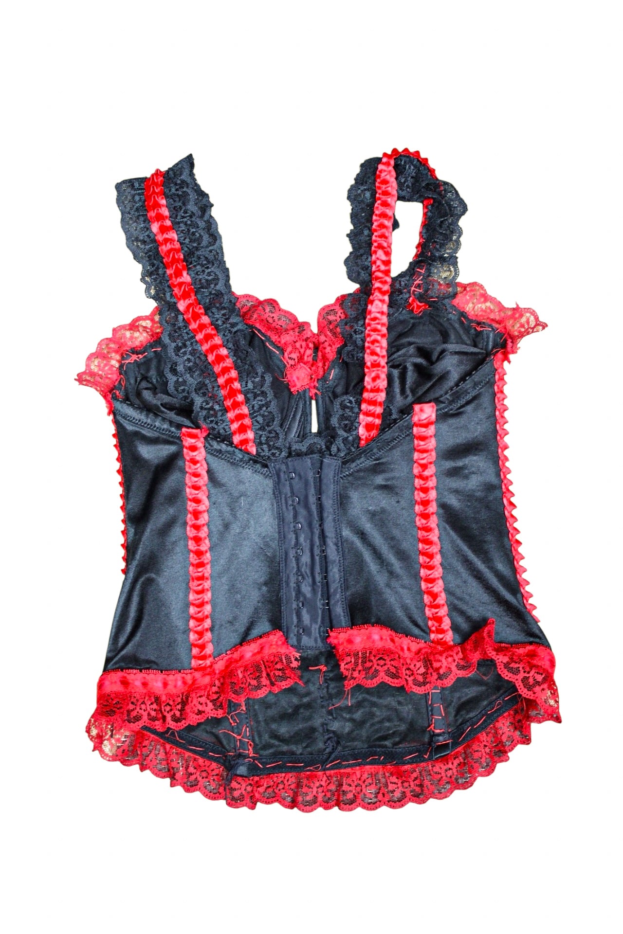 VTG 80s Red and Black Romantic Goth Bustier- XS