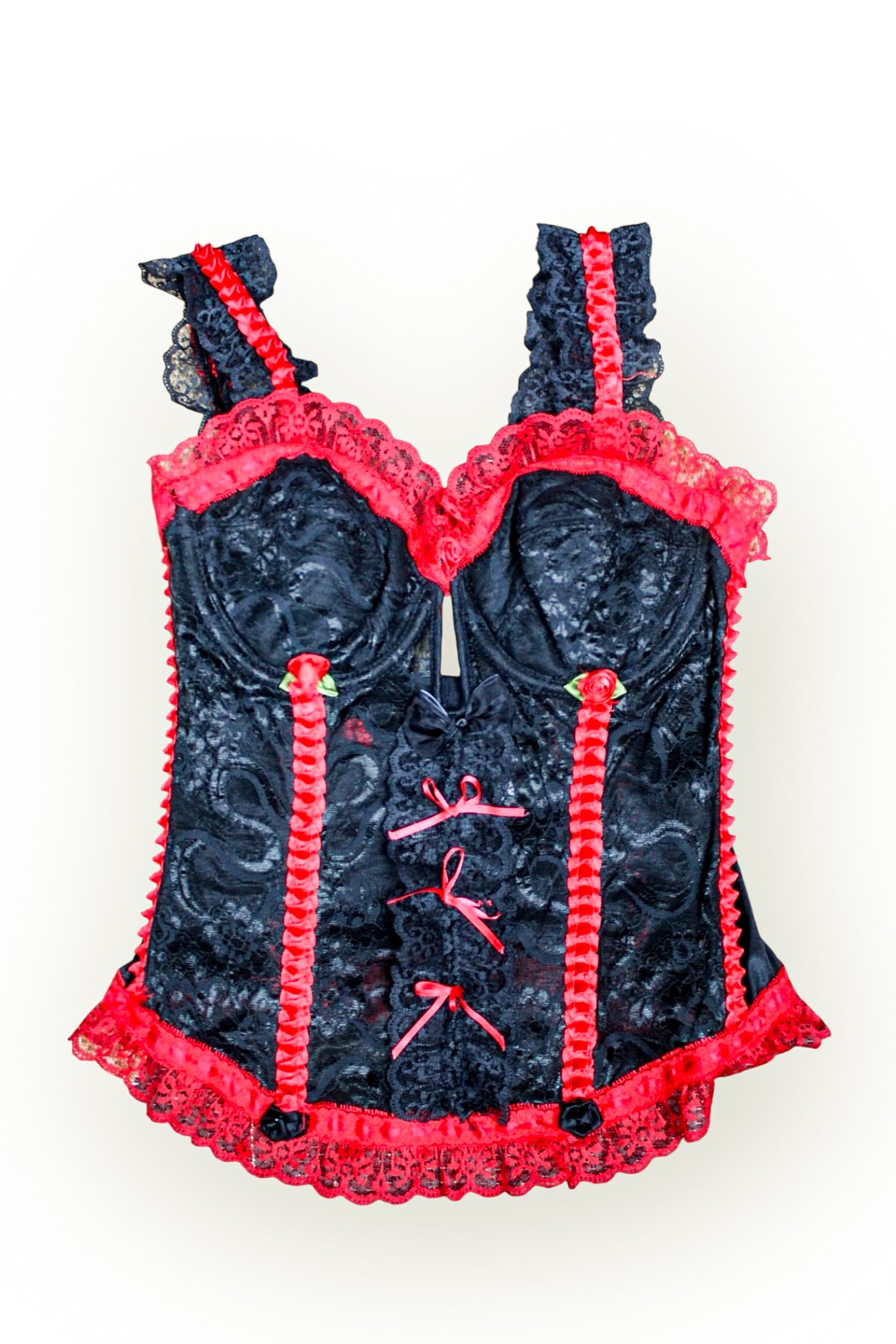 VTG 80s Red and Black Romantic Goth Bustier- XS