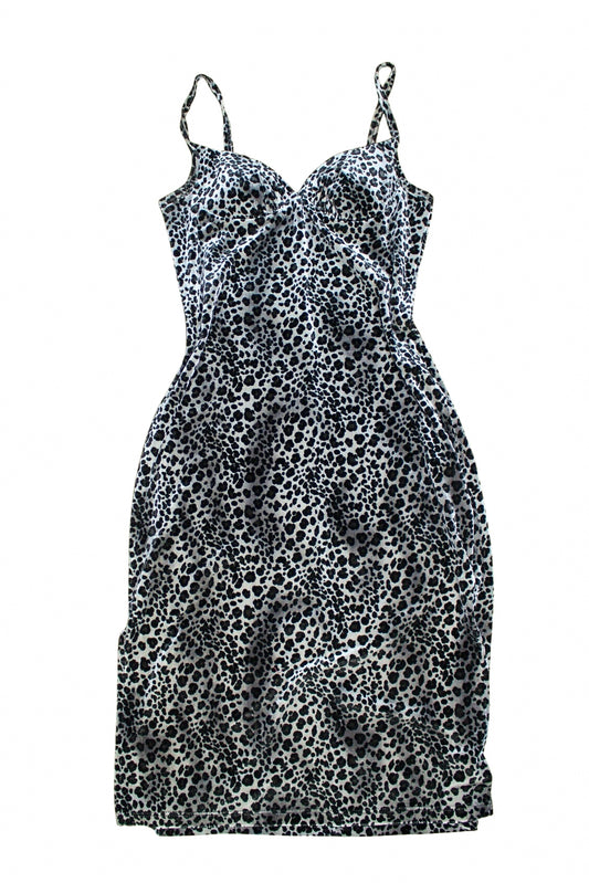 90s Leopard Velvet Midi Dress- M