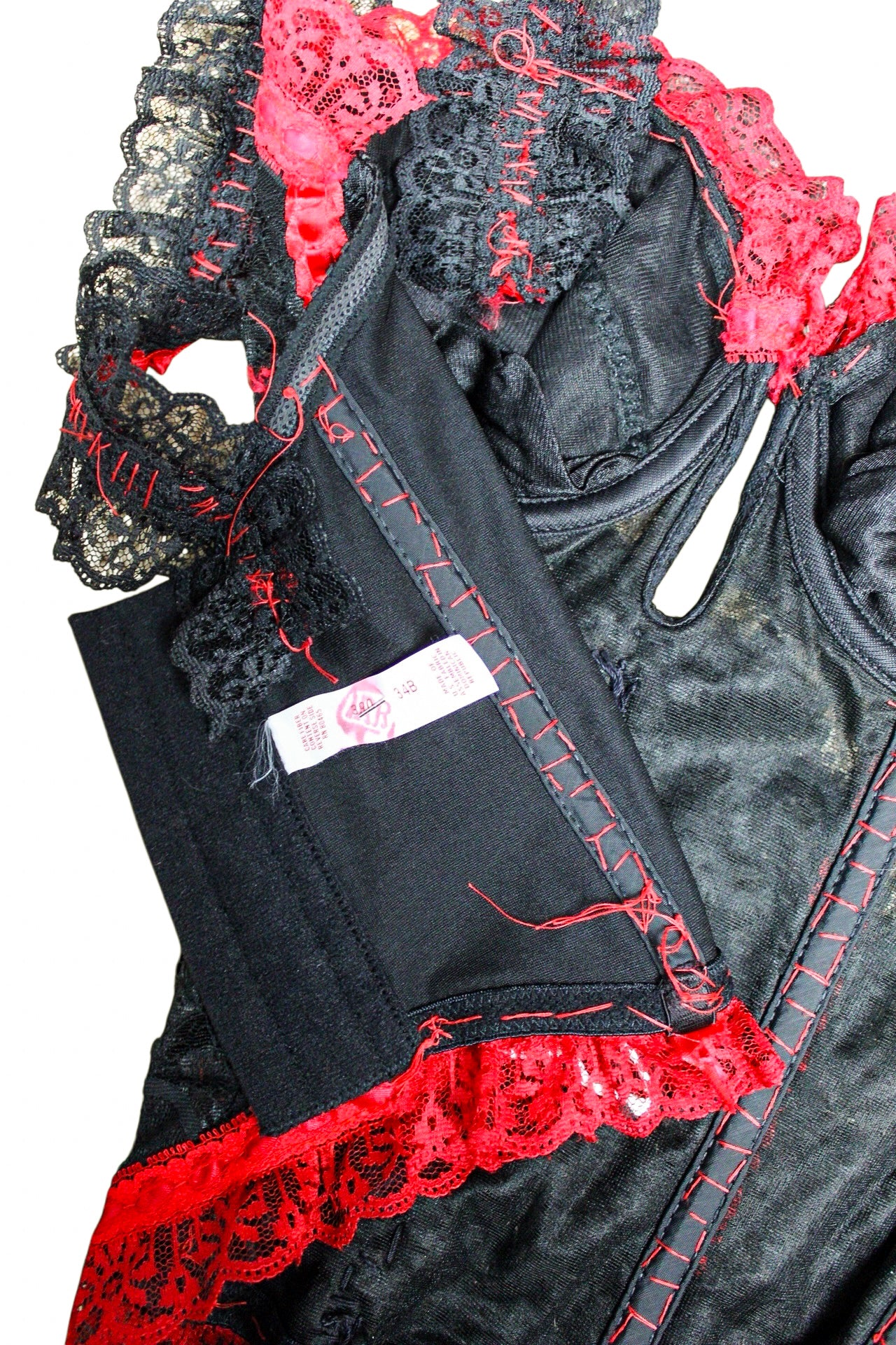 VTG 80s Red and Black Romantic Goth Bustier- XS