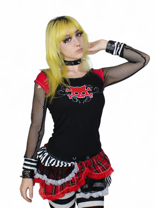 Skull Kitty Long Sleeve Top- XS