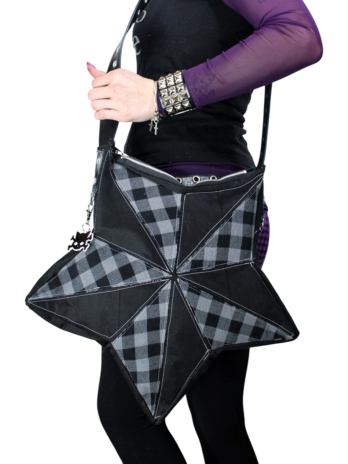Super Mega Star Crossbody (Grey Plaid)