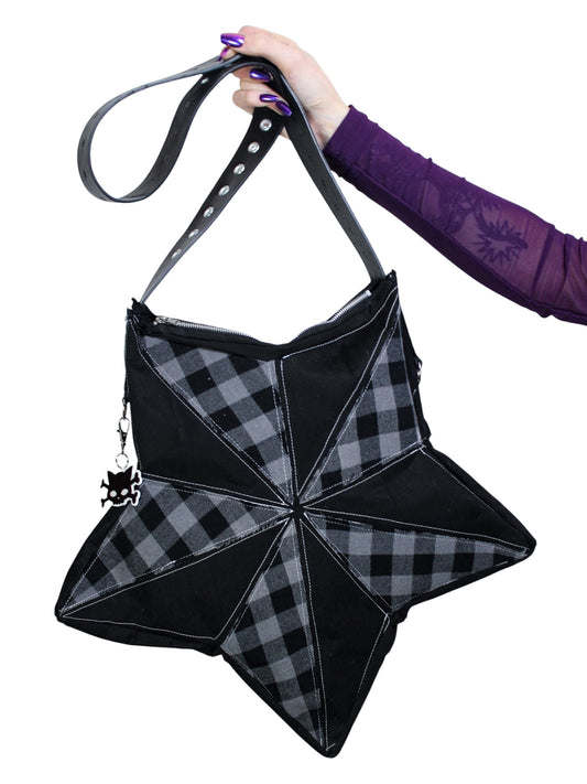 Super Mega Star Crossbody (Grey Plaid)