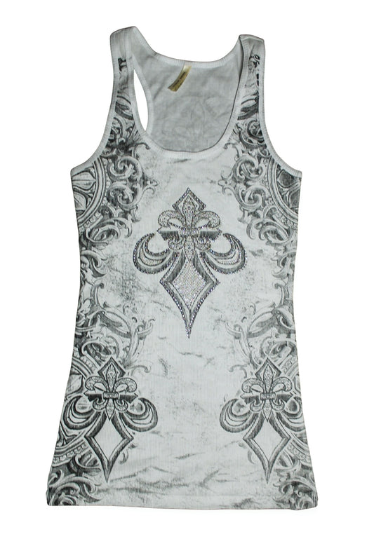 Affliction Style Deadstock Rhinestone Tank- L